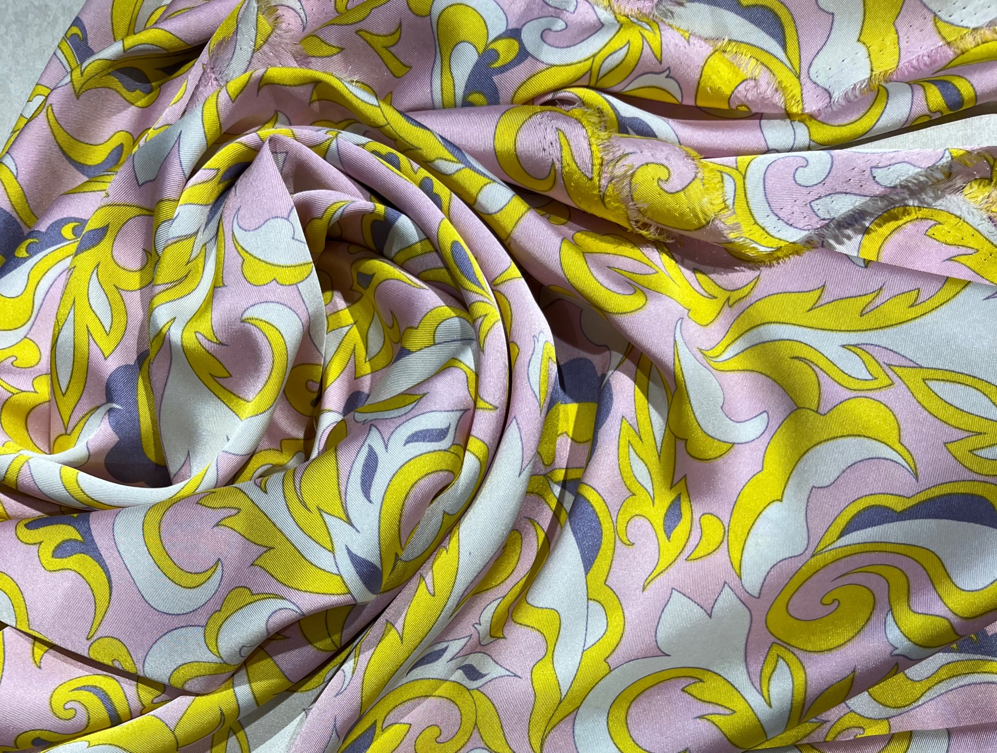 POWDER PINK PRINTED SATIN FABRIC