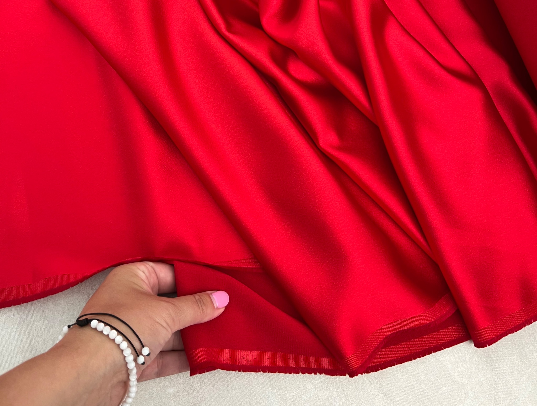 RED VISCOSE CREPE CADY FABRIC